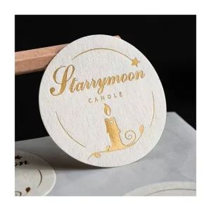 Custom Printing Gold Foil Vinyl Sticker Roll Self Adhesive Waterproof Logo Stickers Label for Candle Jars