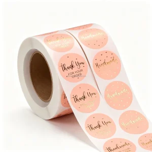 Custom Printing Logo Thank You Packaging Label 2.5cm/1 Inch Gift Business Bags Thank You Stickers Roll