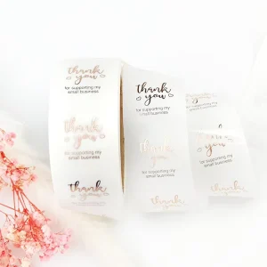 Custom Printing Private Transparent Gold Foil Purchase Order Sticker Roll Pink Black White Thank You Stickers Small Business