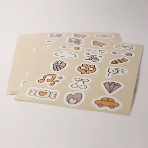 Custom Printing Vinyl Stickers Waterproof Kiss Cut Sticker A5 A6 A7 Sheet Adhesive Sticker Sheets