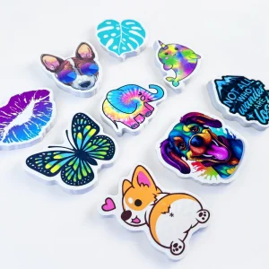 Custom Printing Vinyl Waterproof Cartoon Stickers Custom Company Logo Label Adhesive Die Cut PVC UV Resistant Glitter Sticker