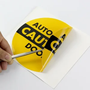 Custom Printing Waterproof White Safety Warning Caution Double Side Label Sticker