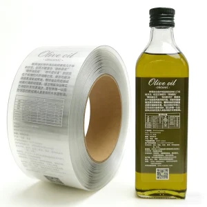 Custom Private Label Olive Oil Bottle Labels Waterproof Adhesive Stickers Paper Material Oblong Octagonal Shape