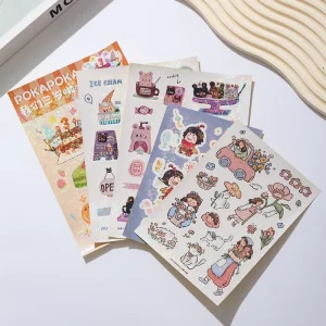 Custom Private Logo Design A4 A5 A6 Kiss Cut Sticker Sheet Vinyl Waterproof Label Characters Kiss Cut Sheets Cartoon Stickers