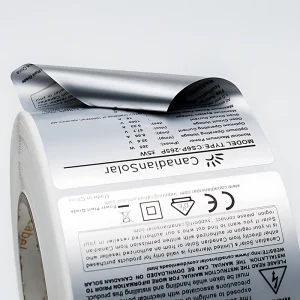Custom Private Matte Silver PET Electrical Sticker Roll Printing Self Adhesive Product Labels for Solar Panel