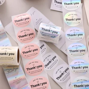 Custom Private Packaging Label Product Sticker Printing Adhesive Brand Logo Round Label Rolls Waterproof Vinyl Sticker