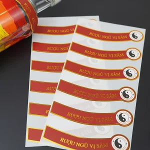 Custom Private Textured Paper Wine Bottle Neck Label Self Adhesive Gold Foil Front and Back Label Sticker Roll