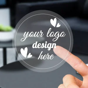 Custom Promotional Clear Transparent Stickers for Business Logo Text Image Labels Waterproof Self Adhesive Custom Sticker Design