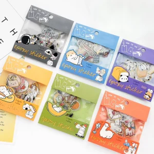Custom Promotional Die Cut Sticker Pack Self Adhesive Vinyl Labels with Multiple Designs Acceptable Opp Bag Enclosed