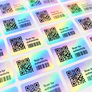 Custom QR Code Hologram Labels Barcode Serial Number Security Sticker Roll for Product Verification Packaging Manufacturer