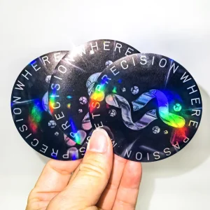Custom Rainbow Laser Film Hologram PVC Adhesive Stickers Glossy Logo Labels Brand Identity Decorative Packaging Die Cut