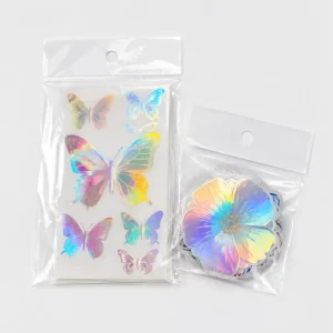 Custom Removable No Residue Clear Waterproof Holographic Sticker Anime PVC Label Custom Logo Die Cut Vinyl Stickers