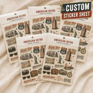 Custom Retro Washi Stickers Road Trip Route Vintage Sticker Sheet for Travel Journaling DIY