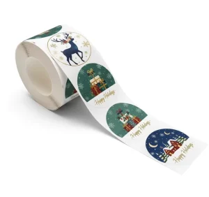 Custom Reusable Vinyl Stickers Self Adhesive Circular Labels Kids Gift Packaging Seasonal Decoration Roll Stickers
