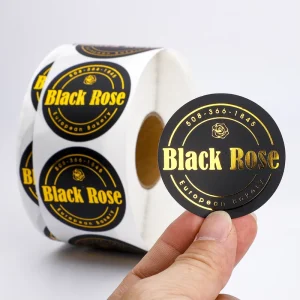 Custom Roll Bakery Sealing Label Printing Waterproof Vinyl Gold Foil Food Logo Sticker for Sweet Cake Dessert Packaging Label