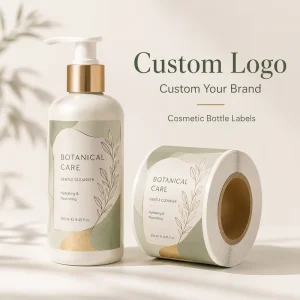 Custom Roll Gold Foil Cosmetic Bottle Labels Custom Logo Waterproof Stickers for Body Wash Skincare Packaging