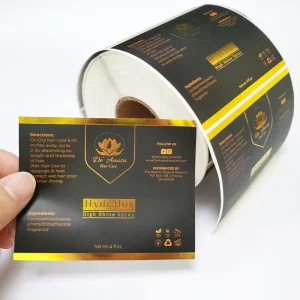 Custom Roll Printing Logo Luxury Waterproof Packaging Bottle Embossed Gold Foil Labels Biodegradable Stickers for Food Cosmetic