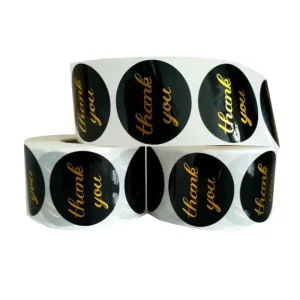 Custom Roll Round Logo Packaging Labels Thank You Stickers Gold Stamping Thank You Stickers for Small Business