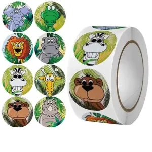 Custom Roll Style Cartoon Round Coated Paper Adhesive Sticker