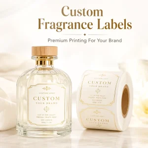 Custom Roll Vintage Gold Ornate Frame Paper Labels Custom Logo Stickers for Fluted Glass Perfume & Candle Jars