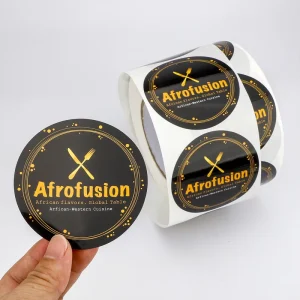 Custom Roll Waterproof Adhesive Vinyl Take Away Box Bag Sealing Round Brand Logo Sticker For Restaurant Food Packaging Label