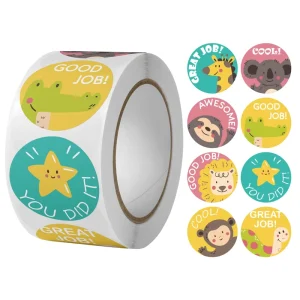 Custom Round Vinyl PVC Adhesive Sticker Labels Rolls Brand Logo Thank You Sticker for Packaging