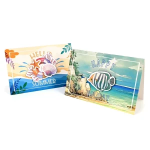 Custom Sea Shell Printed Fashion Kids Happy Holiday Stickers Logo Thank You Cards Gift Greeting Card With Envelopes