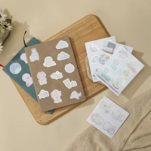 Custom Self Adhesive Cartoon Decorative Holographic Stickers Waterproof Vinyl Paper Kiss Cut Sheet for Packaging Labels