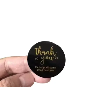 Custom Self Adhesive Foil Gold Sticker 500pcs Roll Custom Logo Pink Round Thank You Label Sticker Waterproof Vinyl PVC Sticker
