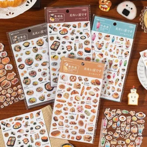 Custom Self adhesive Sticker Sheet Food Stickers Hundred Material Handbook DIY Decorative Coo Paper Stickers Die Cutting