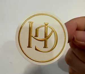 Custom Shape Embossed Cotton Paper Adhesive Embossed Sticker Label For Printing Labels Logo Print