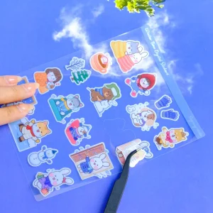Custom Sheets Double Transparent Stickers Cute Vinyl Waterproof Kids Skateboard Notebook Laptop Stickers