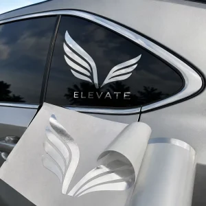 Custom Silver Metallic Precision Die Cut Removable Glue Free Automotive Sticker