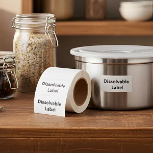 Custom Size 50mmx25mm Water Soluble Dissolvable Labels No Residue Food Storage Label Water Dissolvable Label 50×25