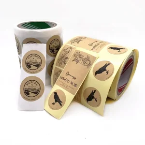 Custom Size Bottle Round Adhesive Sticker Rectangle Brown Kraft Paper Sticker with Printed Logo