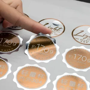 Custom Small Round Logo Brushed Silver Glossy Vinyl Sticker Labels Print Personalizados Waterproof Adhesive Stickers Sheet