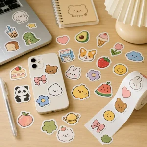 Custom Special Shape Cartoon PVC Stickers Waterproof Self Adhesive Decorative Labels Personalized Stickers