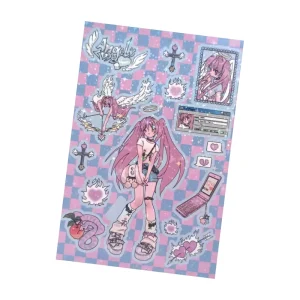 Custom Star Laser Kawaii Cute Stickers Vinyl Rainbow Film Effect Glitter Sticker Sheet Kiss Cut Printing Sticker for Kid