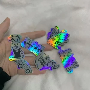 Custom Sticker Printing Die Cut Decal Stickers Hologram Laser Vinyl Waterproof Anime Cartoon Holographic Stickers