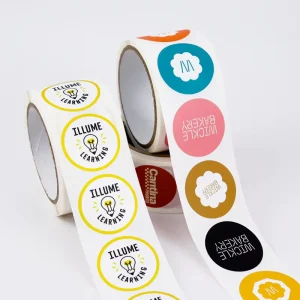 Custom Sticker Roll Waterproof Adhesive Vinyl Brand Logo Round Business Logo Sticker for Packaging