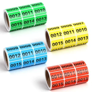 Custom Sticker Self Adhesive Vinyl Label Paper Roll Tag Numbered Consecutive Inventory Digital Identification Marking Sheet