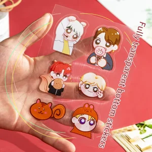 Custom Sticker Sheet Kiss Cut PET Transparent Self adhesive Full Transparent Bottom and White Ink Color Sticker