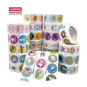 Custom Sticker Waterproof in Roll Self-adhesive Character Vinyl Stationery Sticker Cartoon Label Roll Printing for Kids
