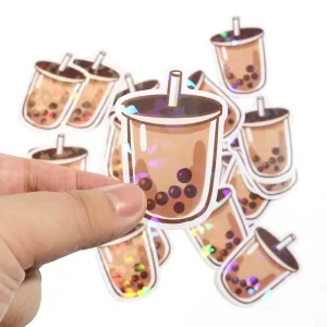 Custom Stickers White Waterproof Vinyl Pvc Clear Glitter Die Cut Anime Vinyl Stickers Holographic Sticker