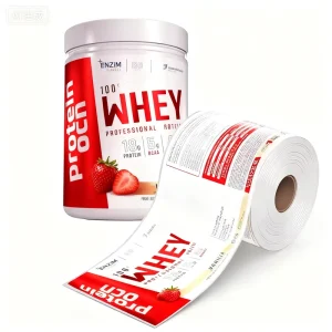 Custom Supplement Bottle Label Metallic Foil Reverse Spot UV Glossy Sticker Digital Printing Protein Whey Jar Packaging Labels