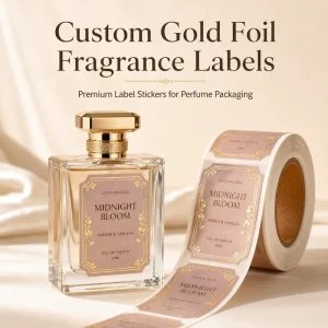 Custom Textured Gold Foil Fragrance Labels Pink Matte Perfume Bottle Packaging Adhesive Roll Stickers OEM ODM Supply