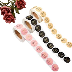 Custom Thank You Self Adhesive Stickers Synthetic Paper Label Stickers for Packaging
