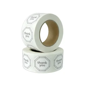 Custom Thank You Self adhesive Vinyl Business Shipping UV Waterproof Packaging Stickers Logo Stickers Printing Roll Labels