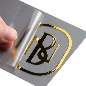 Custom Transferable logo Sticker Gold Adhesive Metal Transfer Stickers Waterproof 3D Embossed Logo Metallic UV DTF Sticker