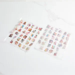 Custom Transparent Decorative Sticker Sheet for Diary Cups Laptop Cartoon Waterproof PET Clear Sticker Sheets